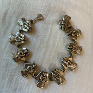 Pewter Angel Link Vintage Bracelet with‎ Magnetic Clasp